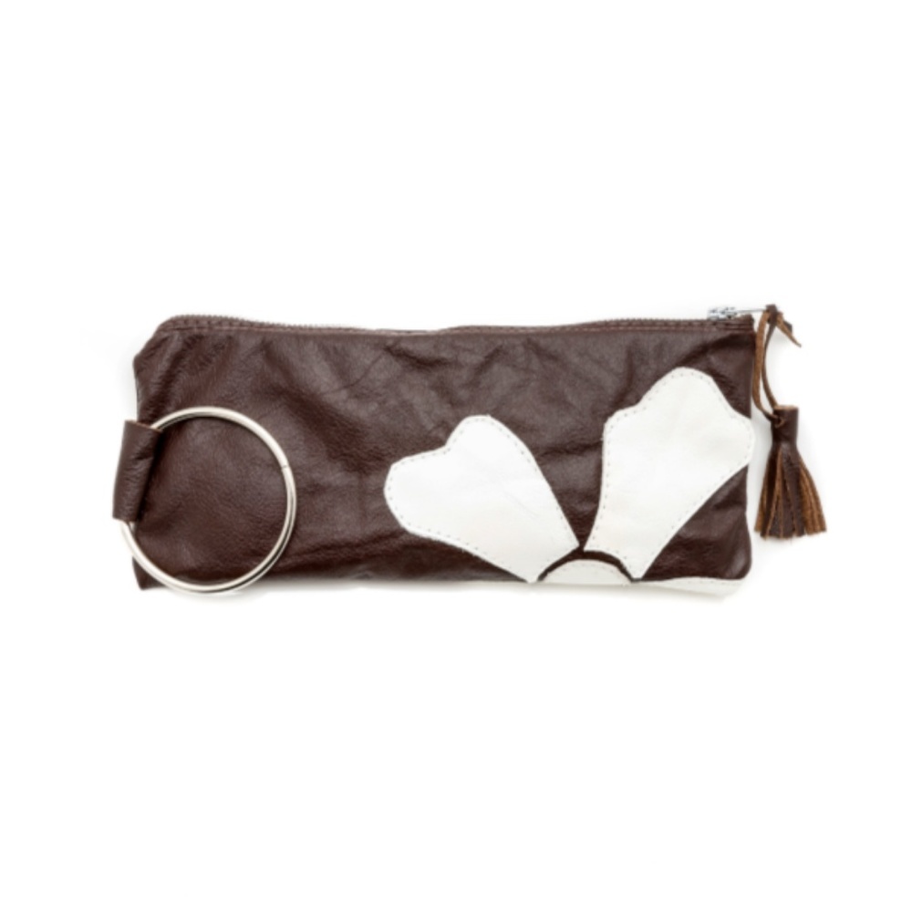 Leather Flower Clutch